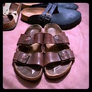 Brown leather Birkenstock sandals ladies size 8
